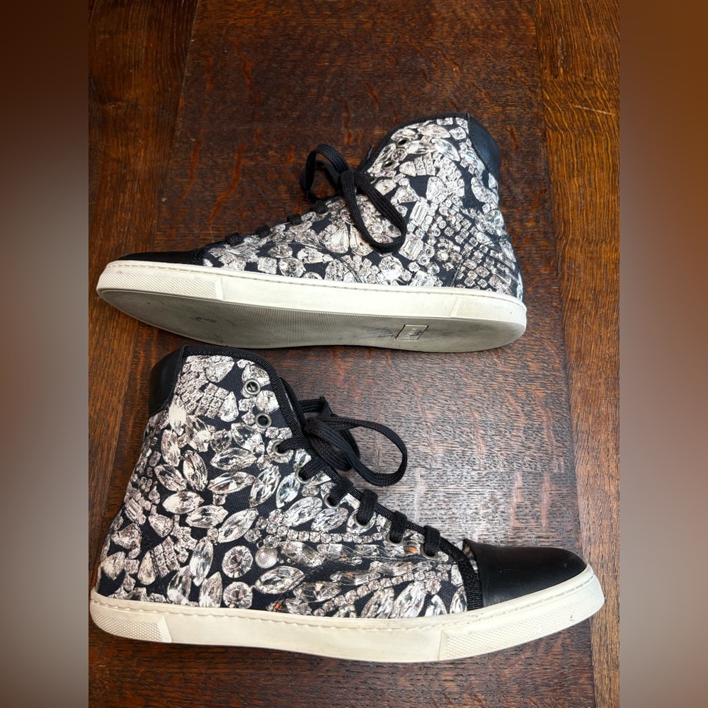 Lanvin Paris "Jewels" Diamond Print High Top Sneakers - Size 39 - Picture 5 of 12